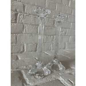 Mikasa Crystal Petal Taper Candle Stick Holder Pair